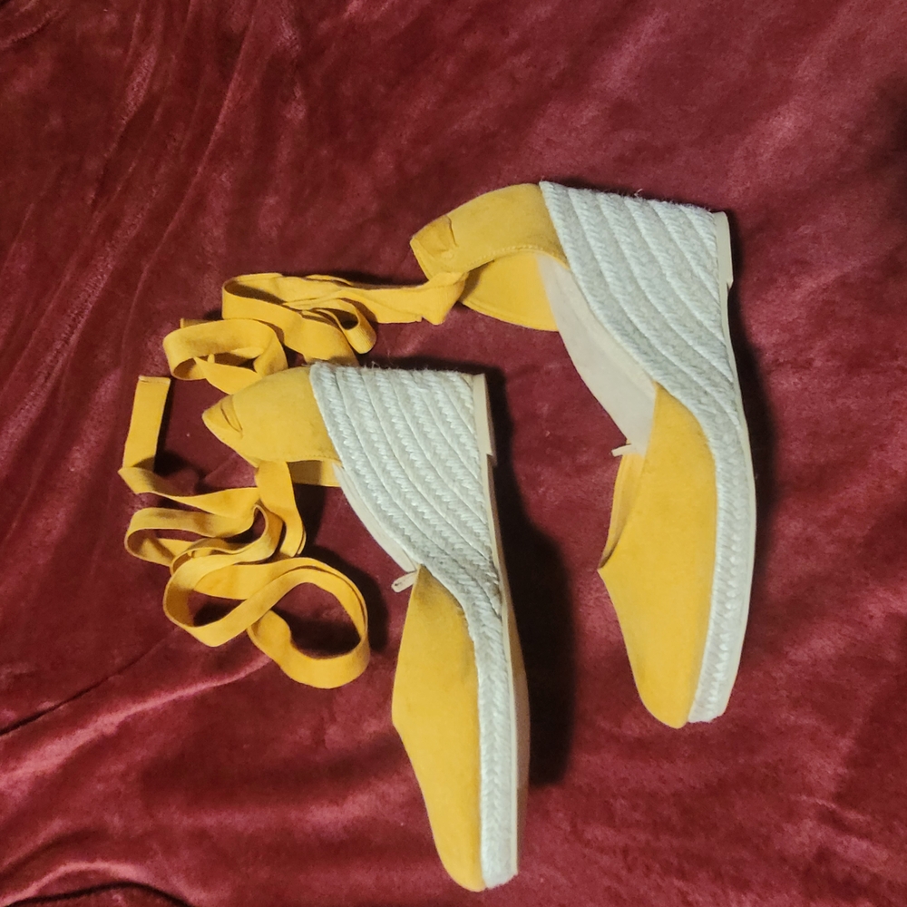 Old Navy Yellow Espadrille Wedges